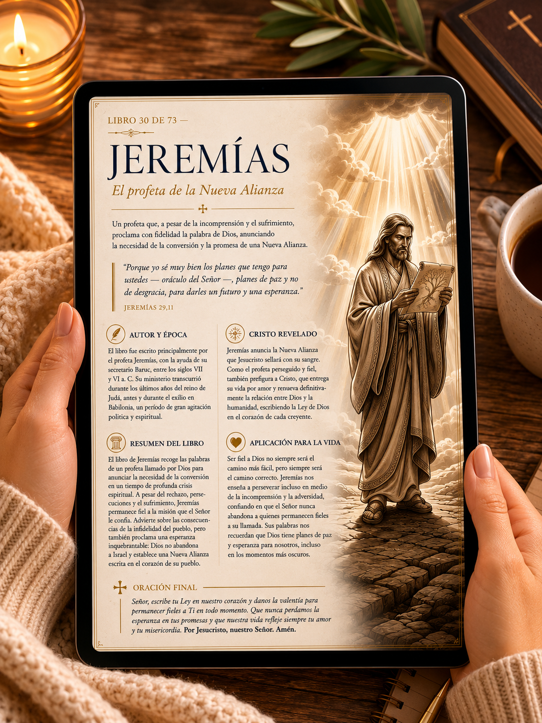 Mockup de página interna del ebook mostrando el capítulo de Jeremías